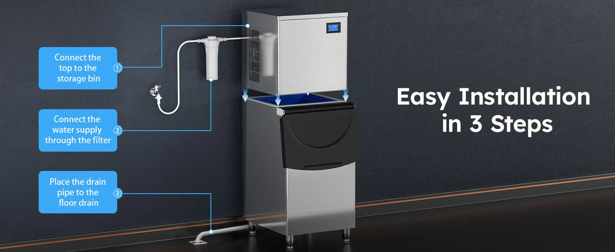 Etl Listed 600lbs/24h Commercial Ice Machine 560lbs Large
