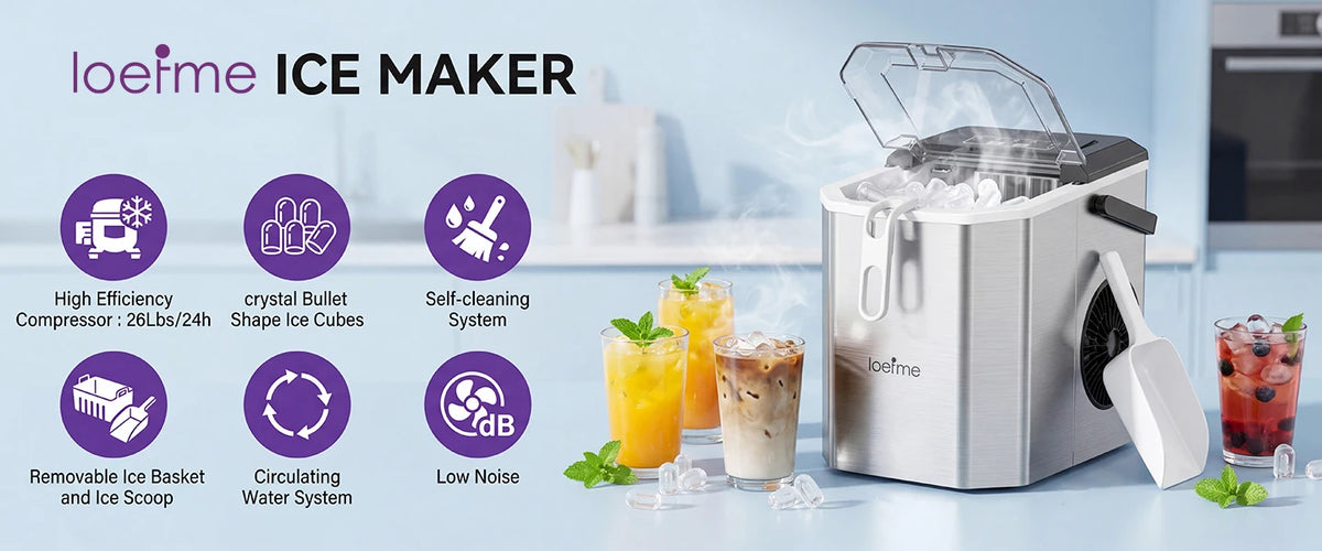Loefme 12kg/24h Electric Ice Maker Desktop Fully Automatic