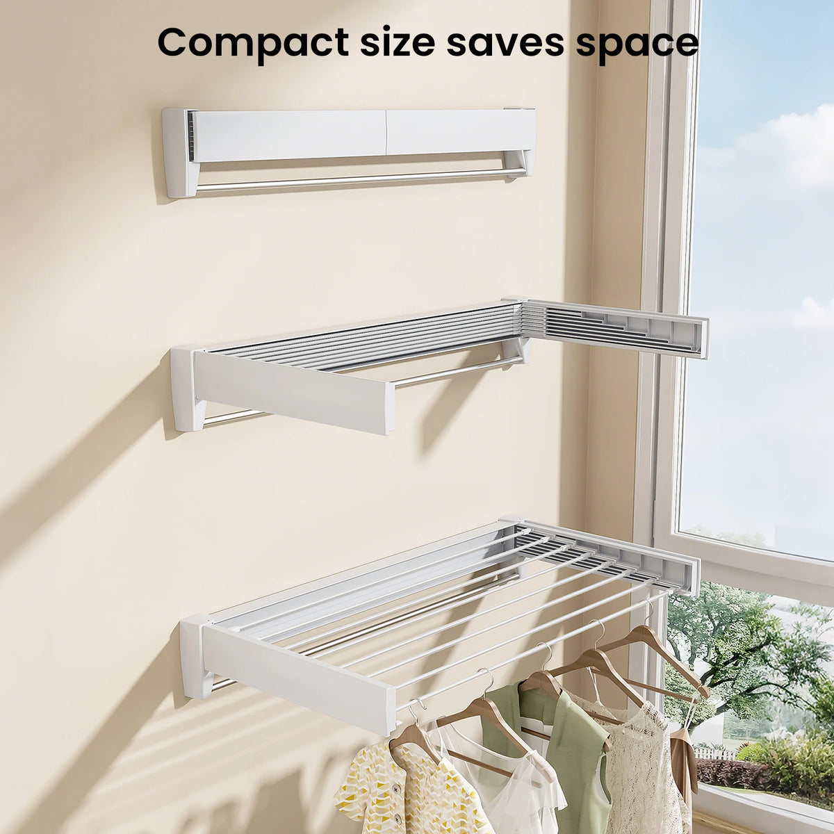 70/100cm Wall-Mounted Clothes Drying Rack Retractable Folding