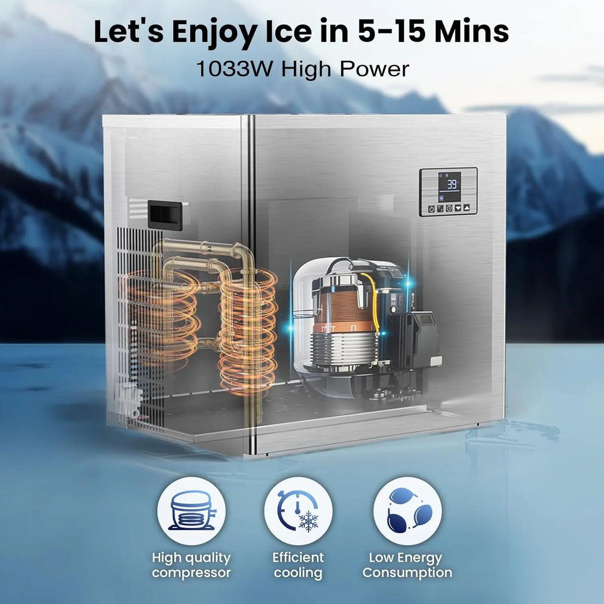 Commercial 580lbs/24h Ice Maker Machine Ice Ready In