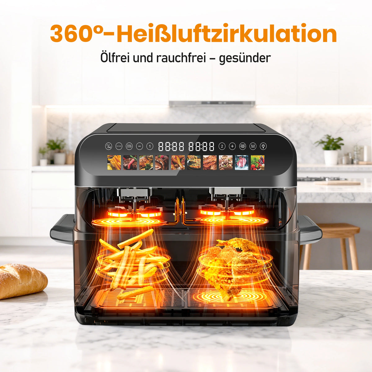 9l Dual Basket Air Fryer Oilless Cooker Led