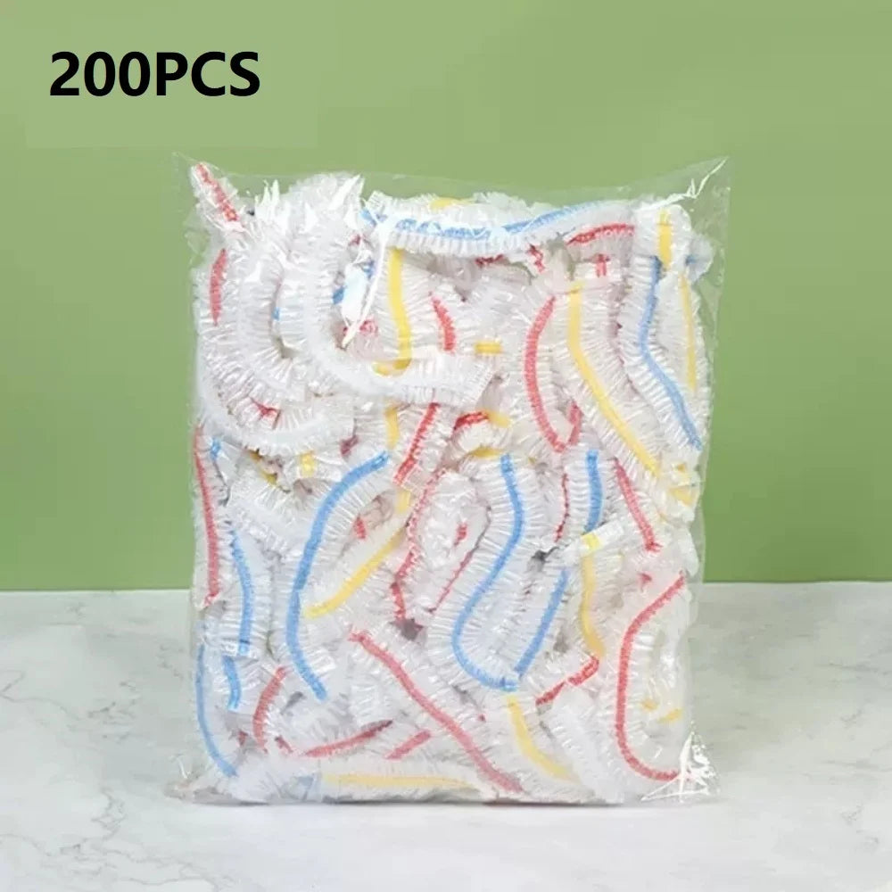 100/200 Disposable Bowl Lids Elastic Plastic Food Storage