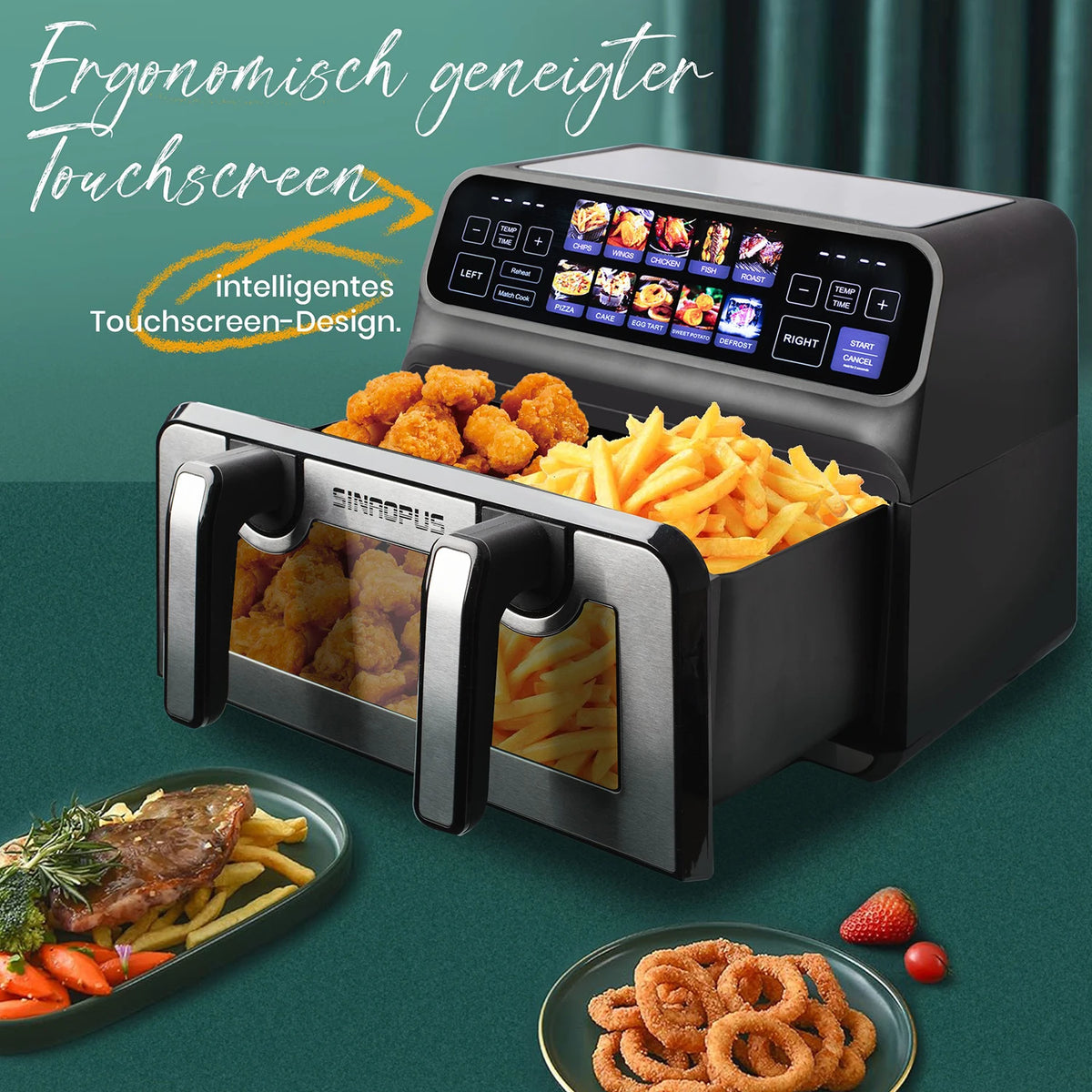 9l Dual Basket Air Fryer Oilless Cooker Led