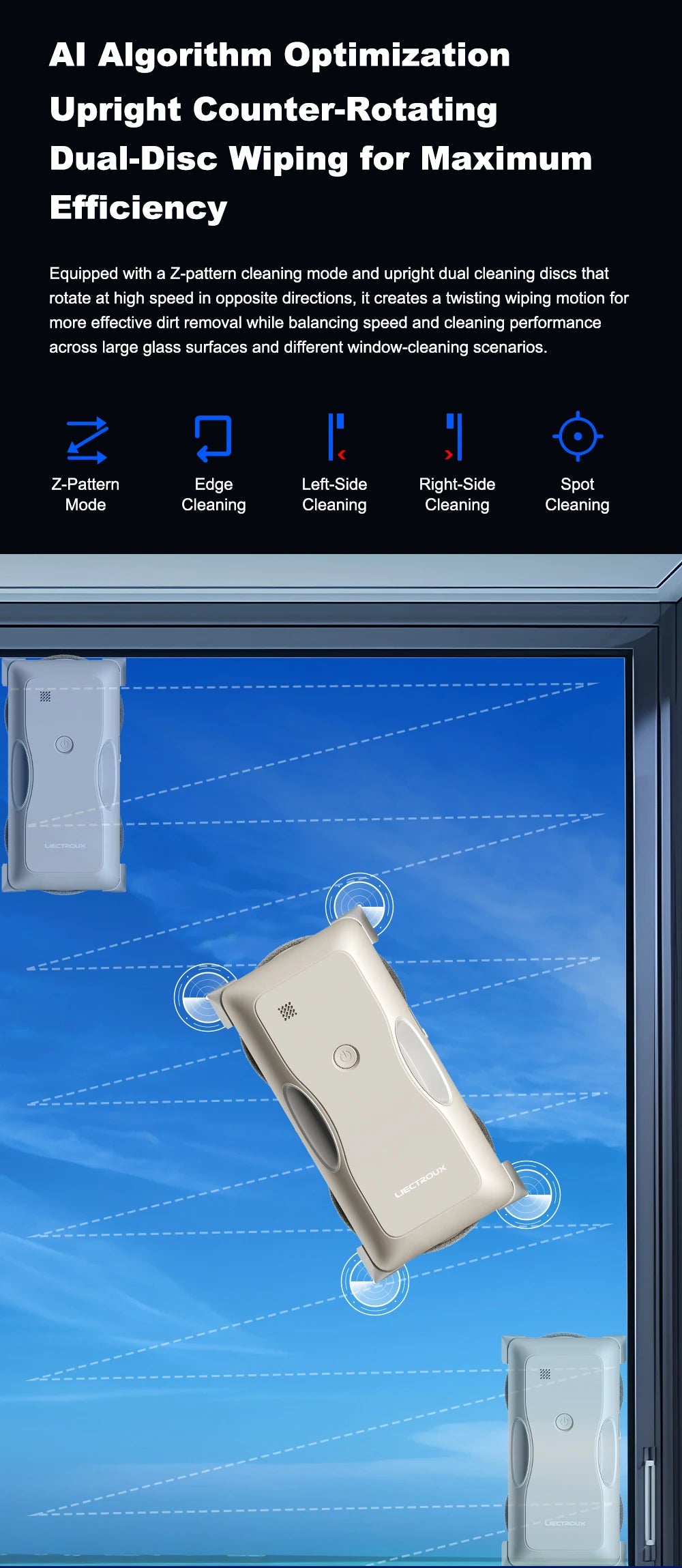 Window Cleaning Robot Liectroux G8 High-Speed Cleaning Double
