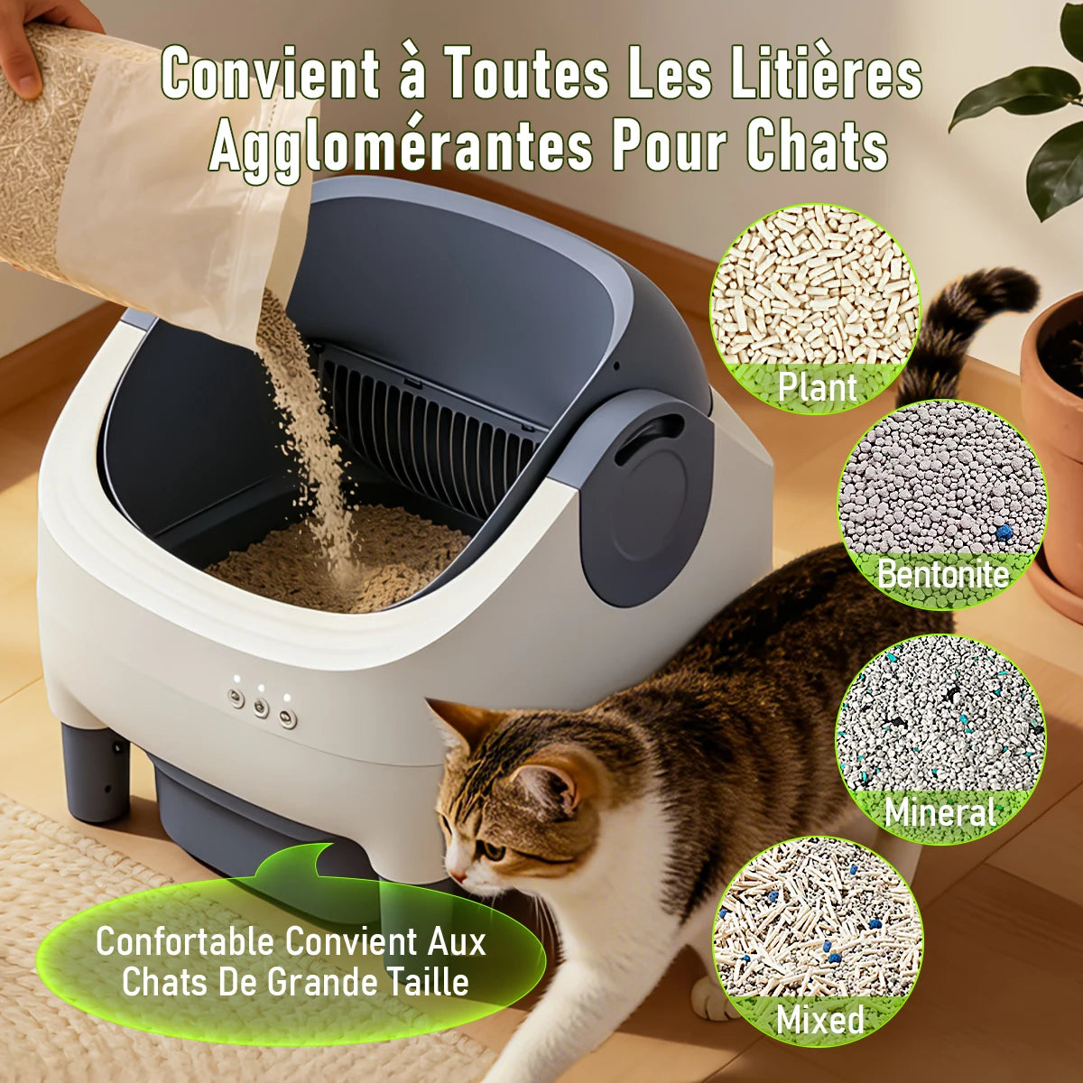 Mihtrov 76l Open Smart Cat Litter Box Fully