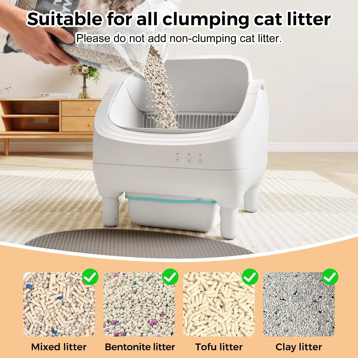 Miaoerduo Electric Cat Litter Tray Self-Cleaning Open 75l