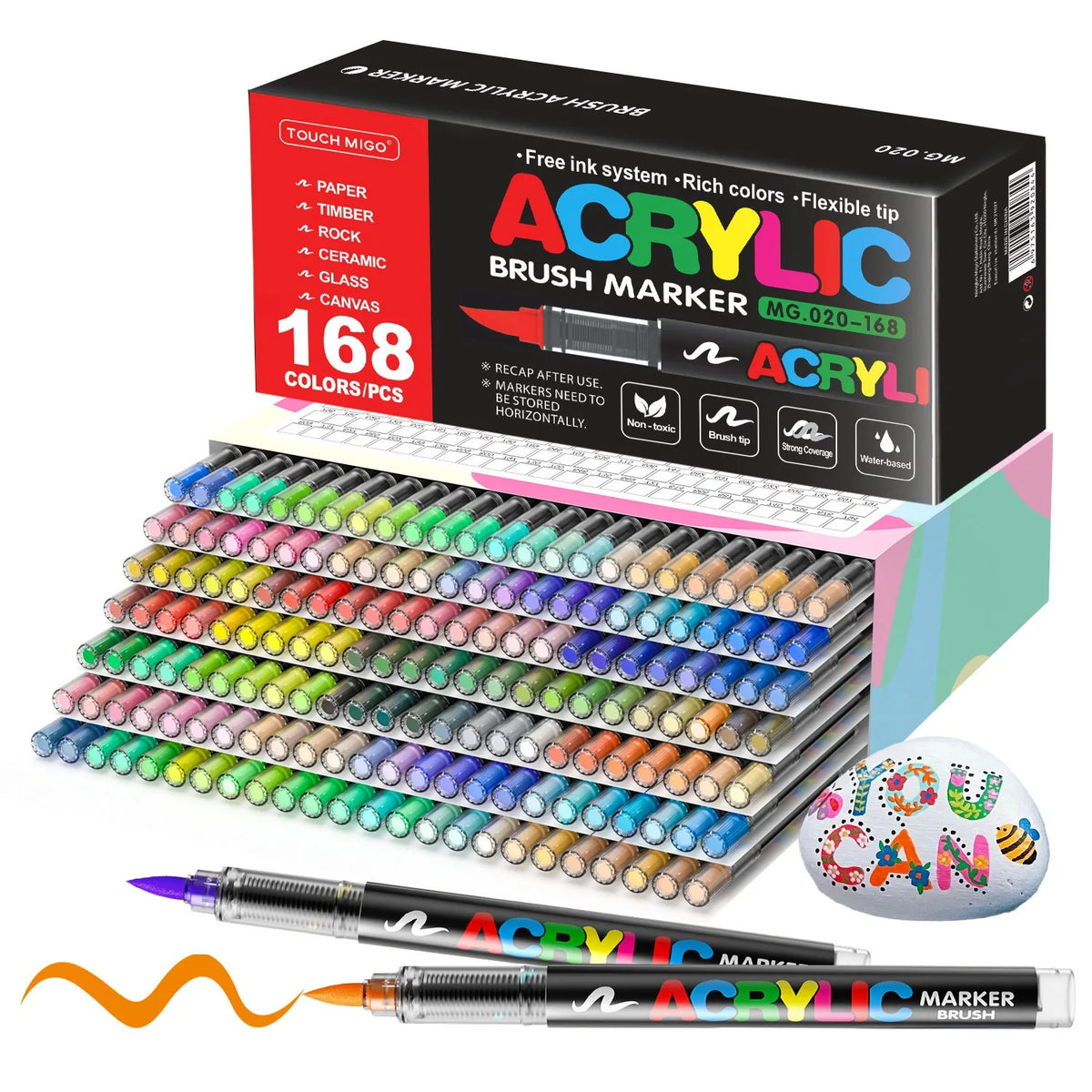 12-366 Colors Acrylic Marker Permanent Markers Brush Tip