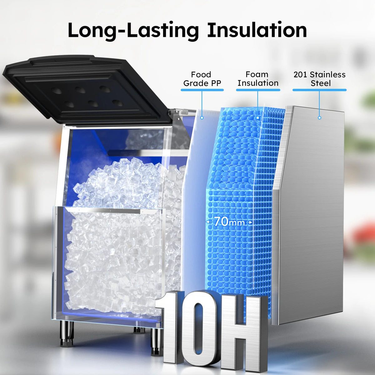 Etl Listed 600lbs/24h Commercial Ice Machine 560lbs Large