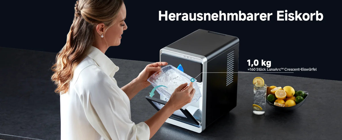 Automatic Countertop Ice Maker Crescent-Shaped Ice Machine Bars