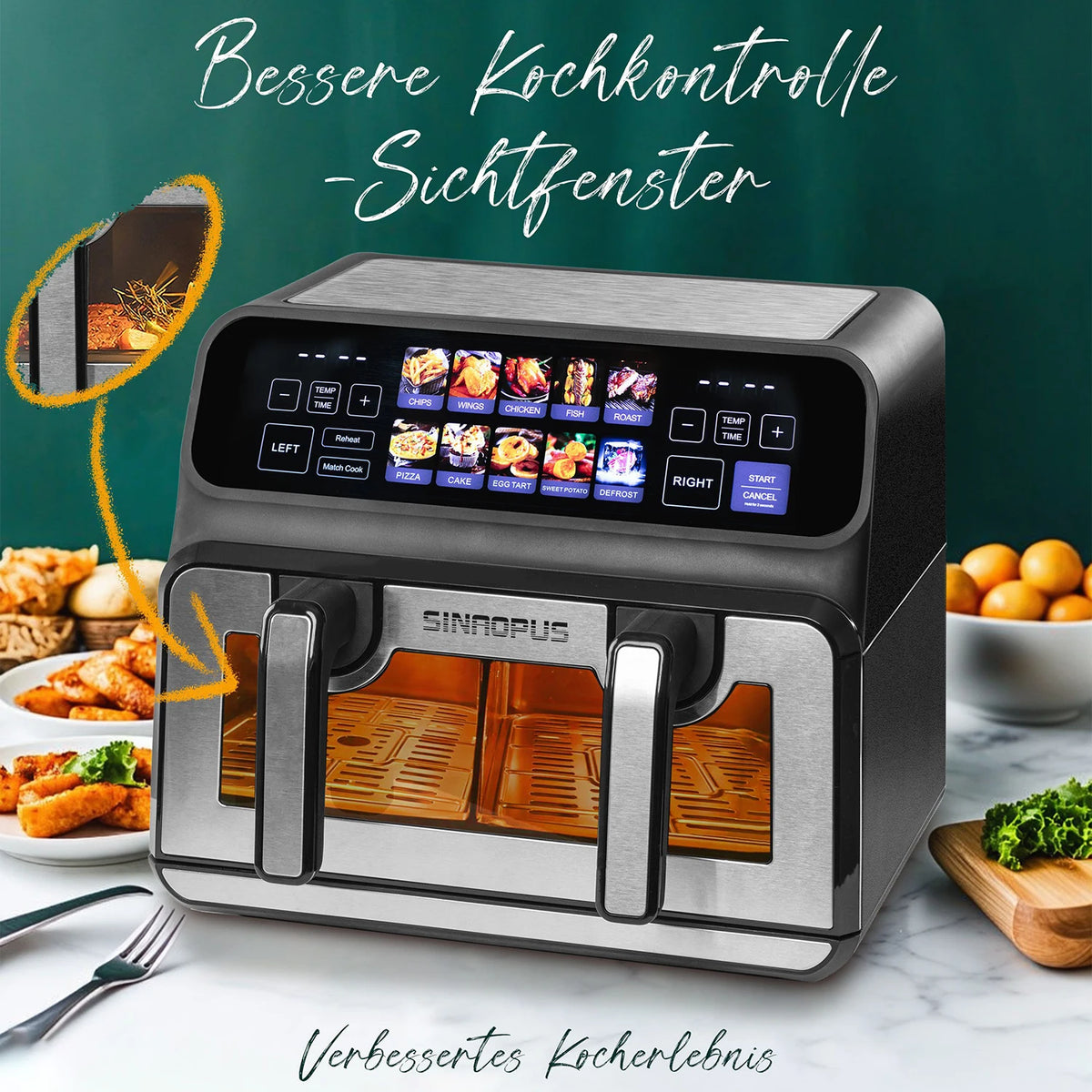 9l Dual Basket Air Fryer Oilless Cooker Led