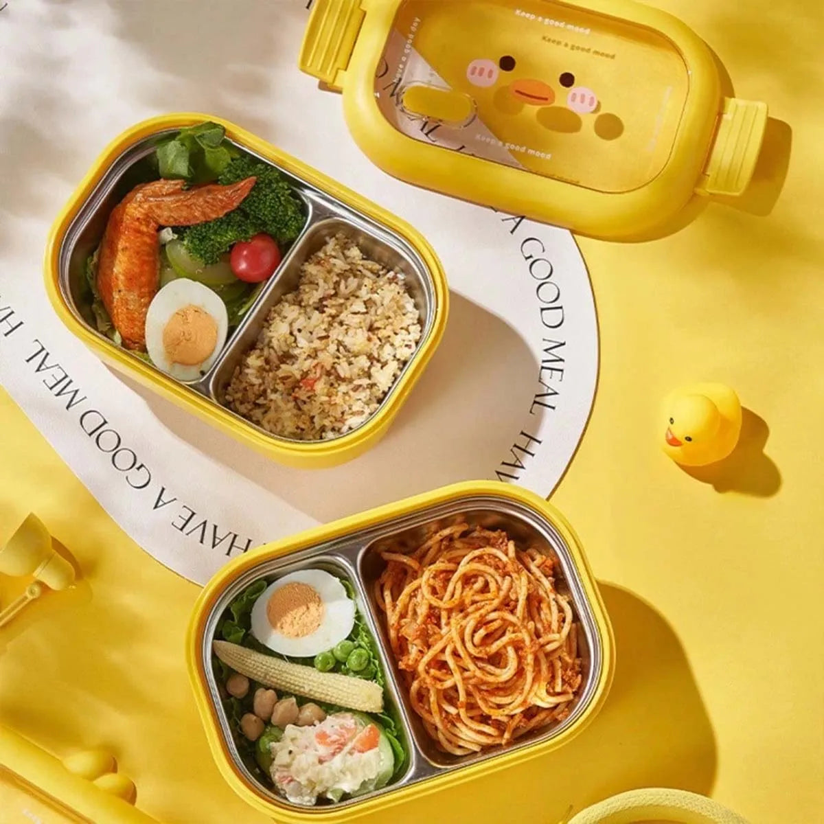 Cartoon Stainless Steel Lunch Box Reusable Leakproof Bento