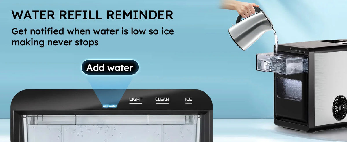 Nugget Ice Maker Countertop 44bs/24h Self-Cleaning Chewable