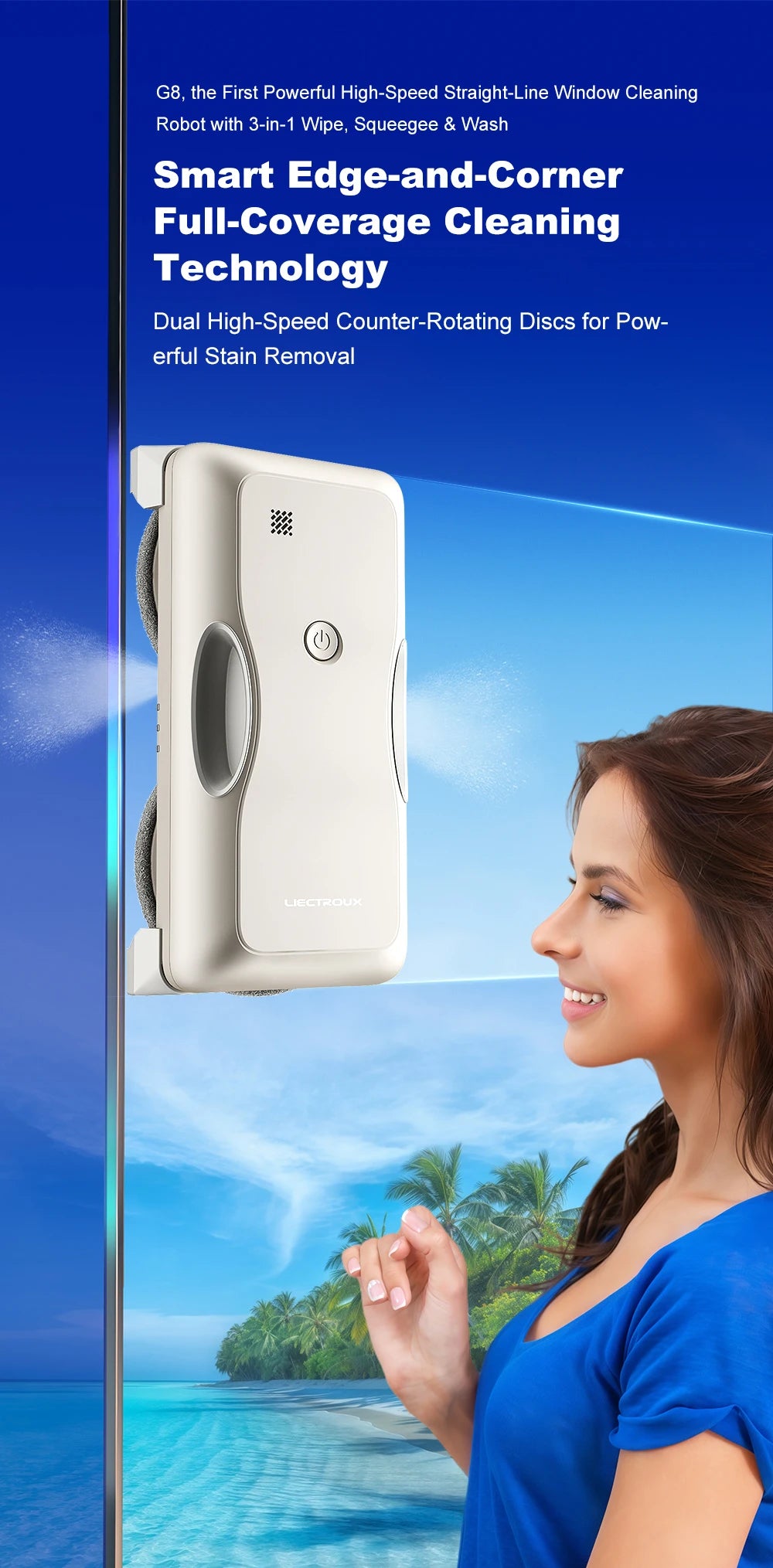 Window Cleaning Robot Liectroux G8 High-Speed Cleaning Double
