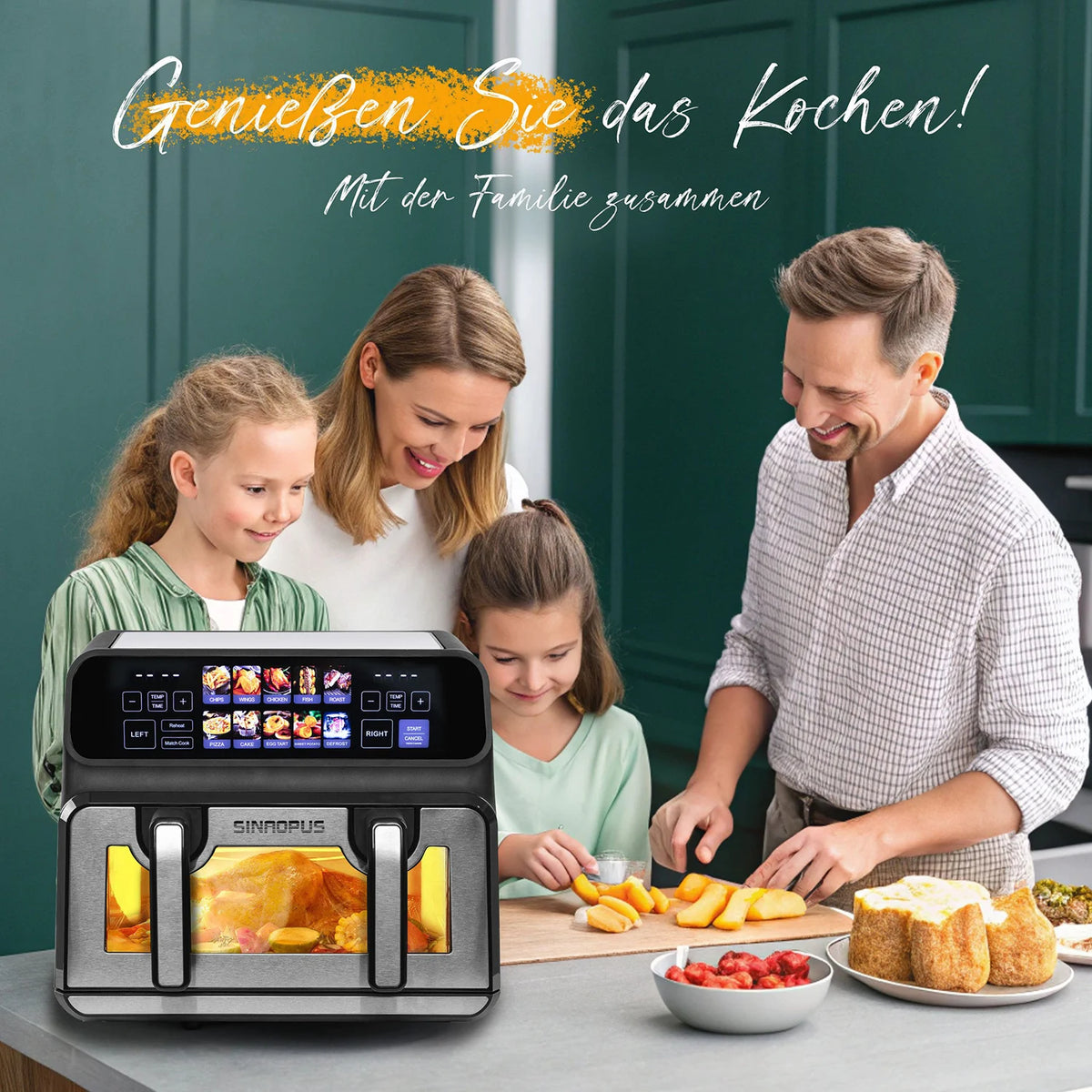 9l Dual Basket Air Fryer Oilless Cooker Led