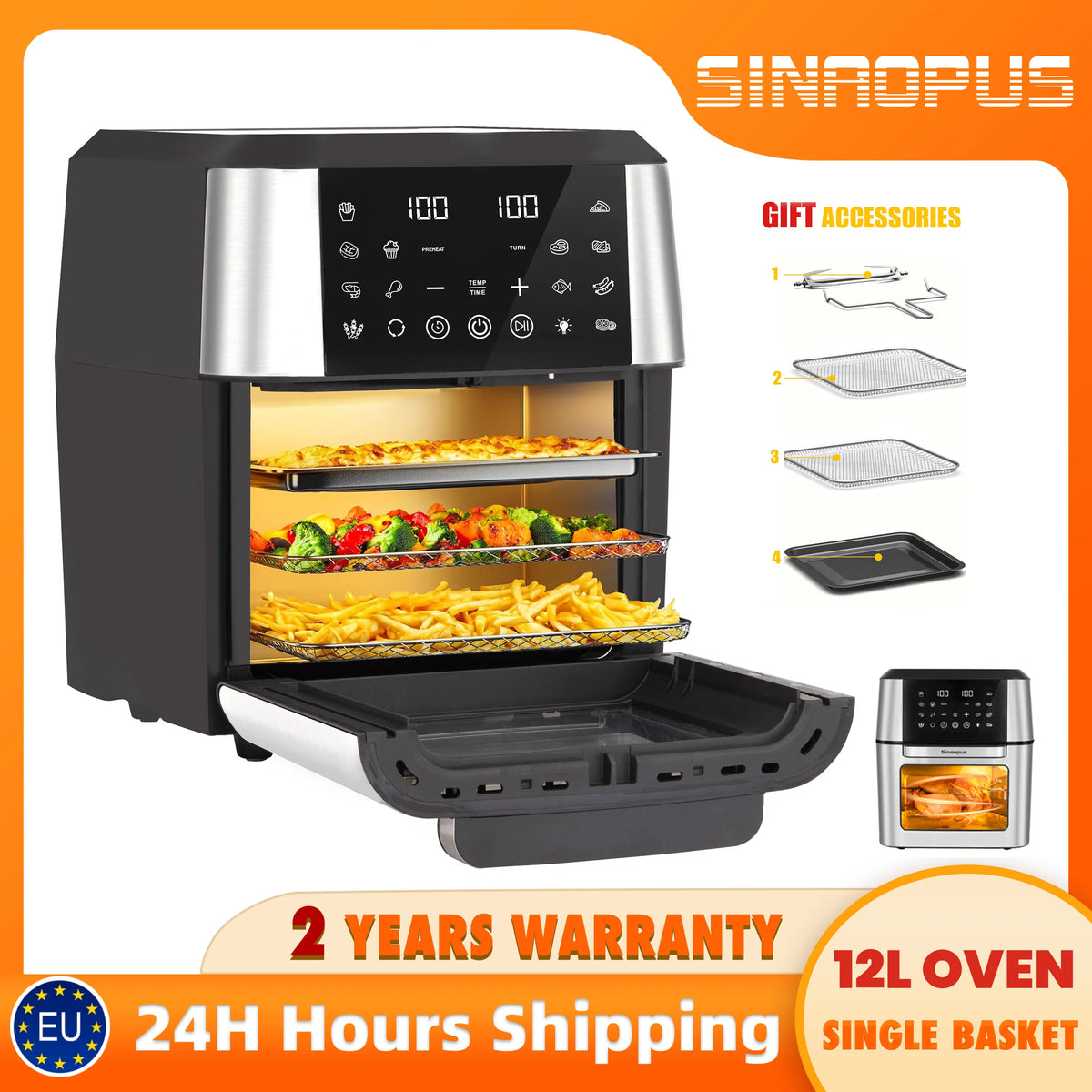 12l Air Fryer Machine Oilless Cooker Led Touch