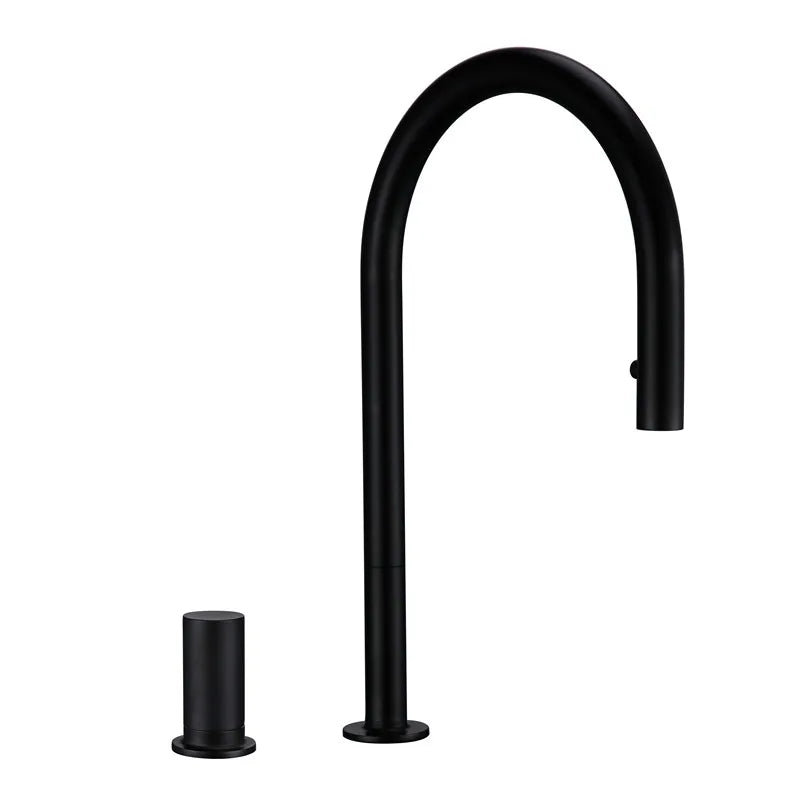 Pull Down Sink Faucet Brushed Gunmetal Black Handle