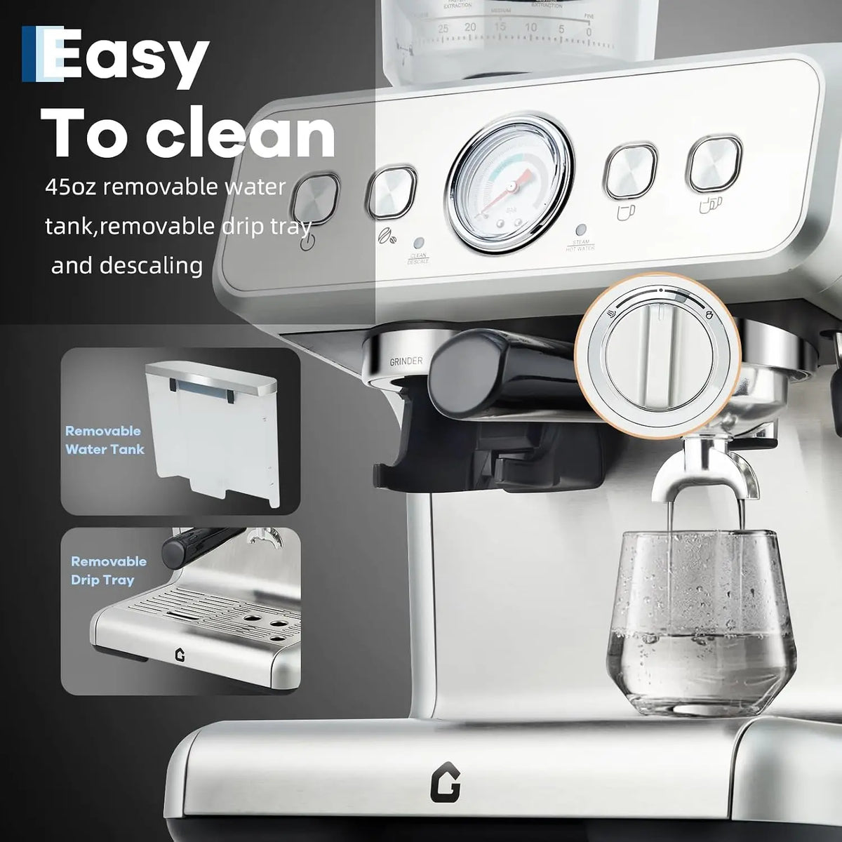 Coffee Machine Conical Burr Grinder 20 Bar Pressure