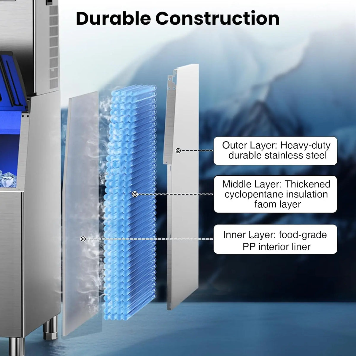 Commercial 580lbs/24h Ice Maker Machine Ice Ready In