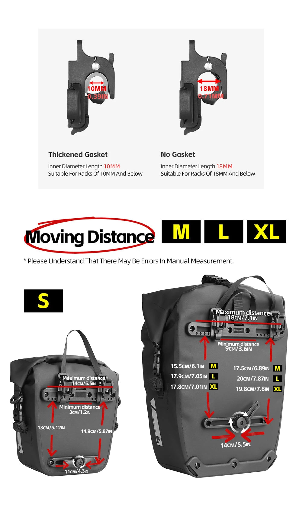 Rhinowalk Bicycle Pannier Bag Waterproof 6l 12l 20l