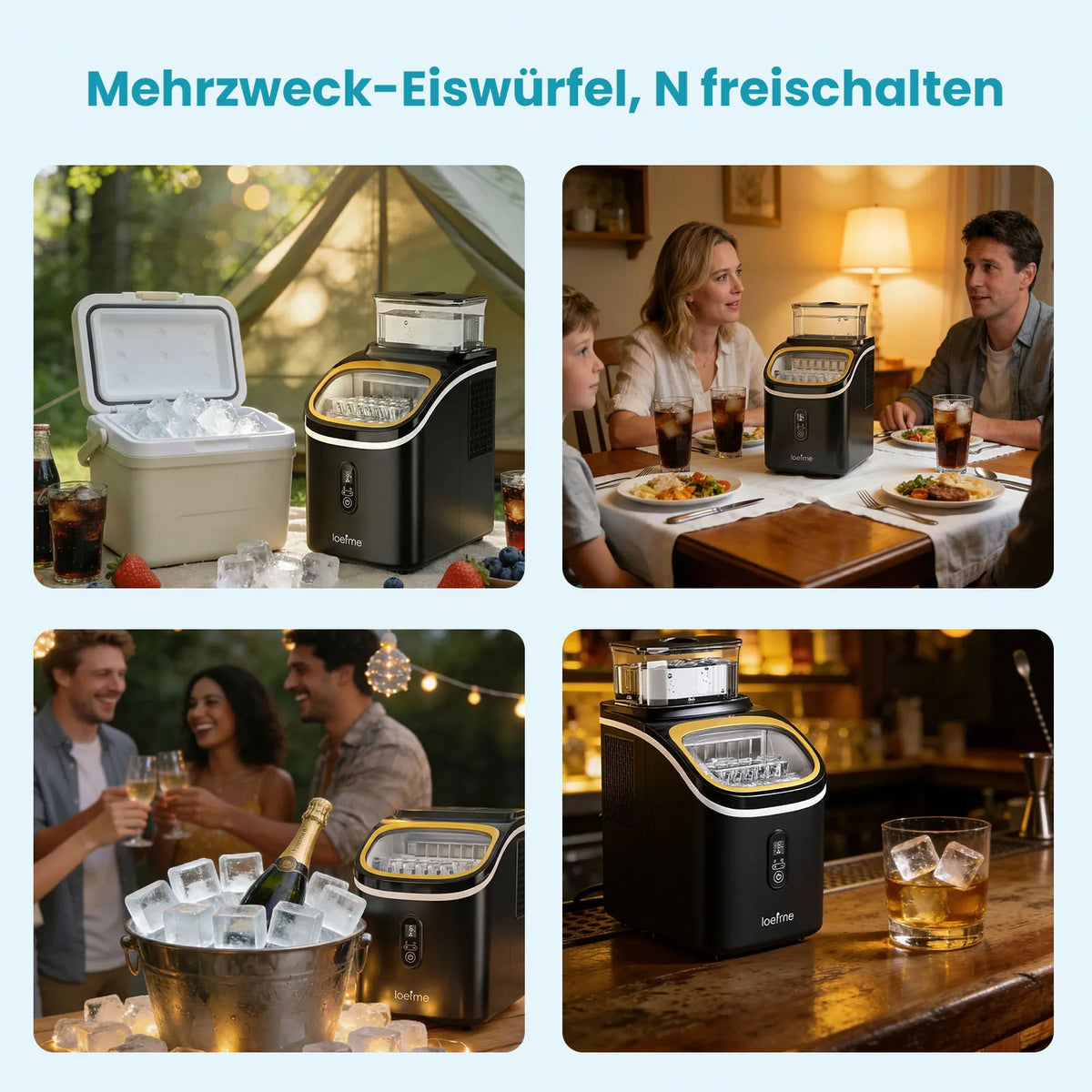 Loefme Ice Maker 15kg/24h 16 Ice Cubes In