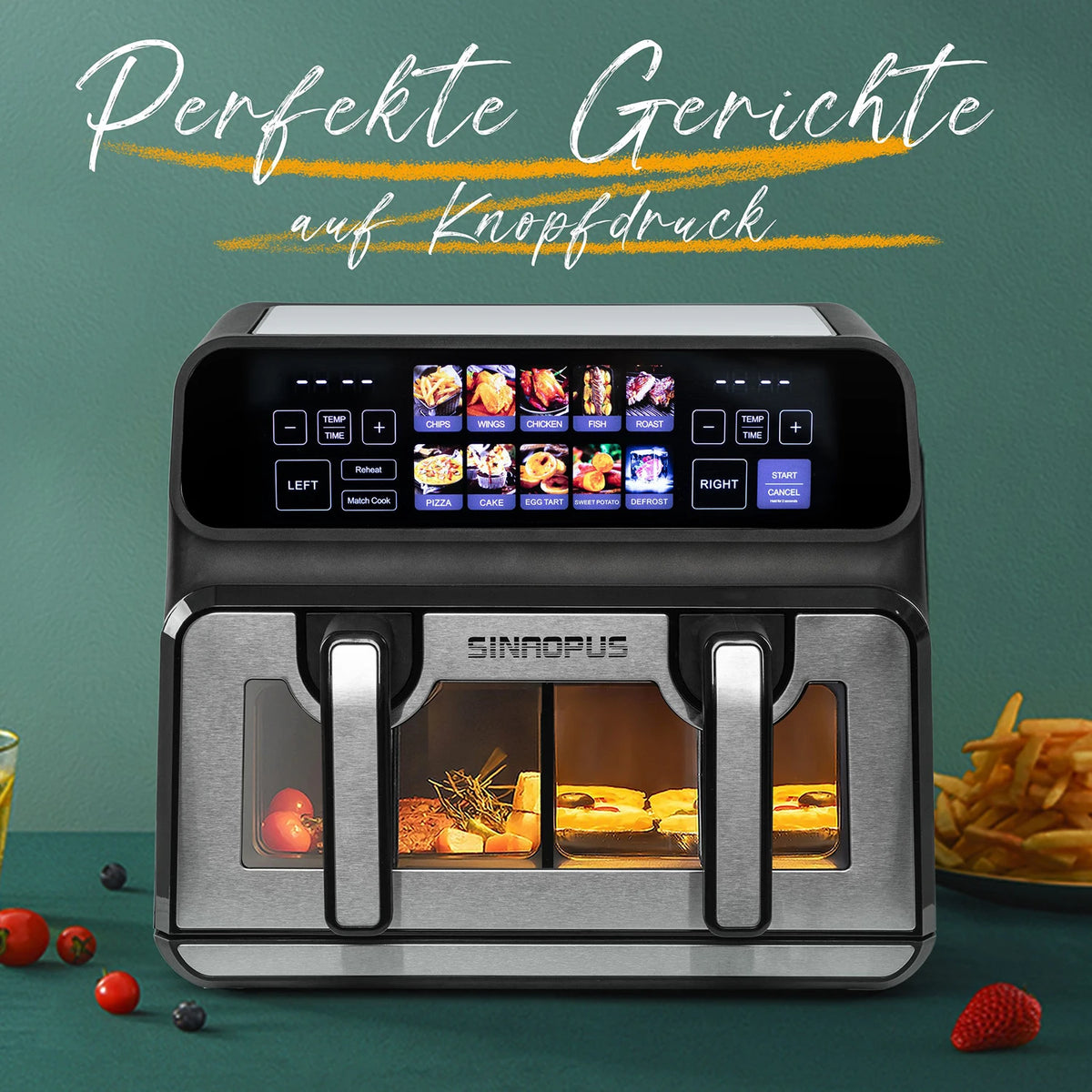 9l Dual Basket Air Fryer Oilless Cooker Led
