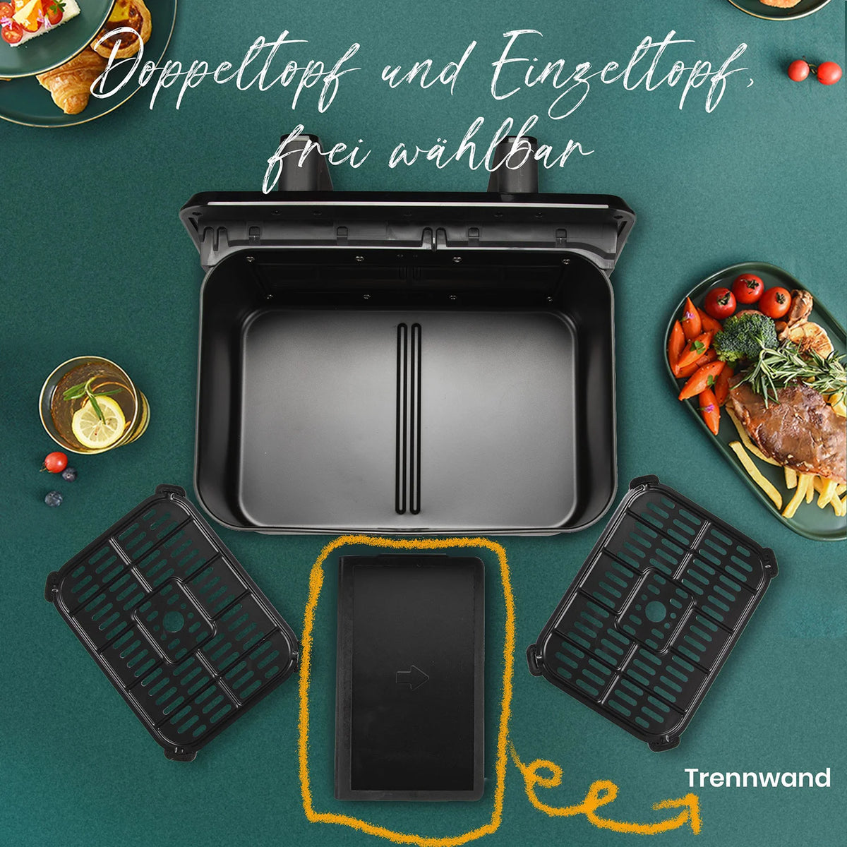 9l Dual Basket Air Fryer Oilless Cooker Led