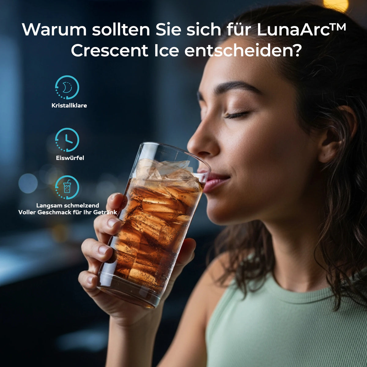 Automatic Countertop Ice Maker Crescent-Shaped Ice Machine Bars