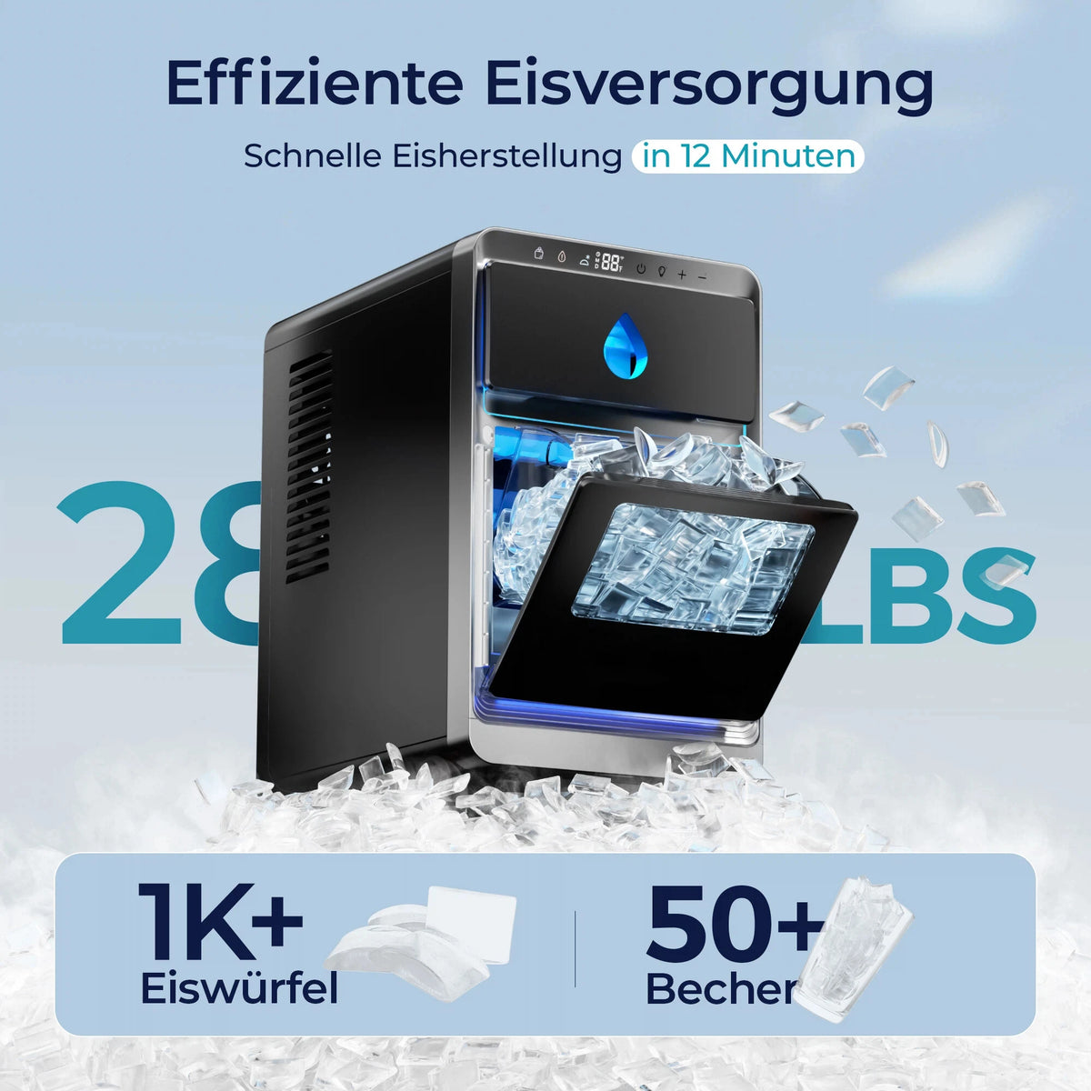 Automatic Countertop Ice Maker Crescent-Shaped Ice Machine Bars