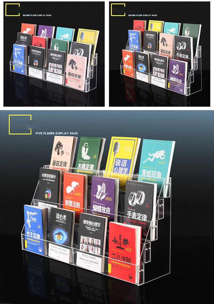 2-6 Tier Acrylic Book Display Stand Desk Bookshelf