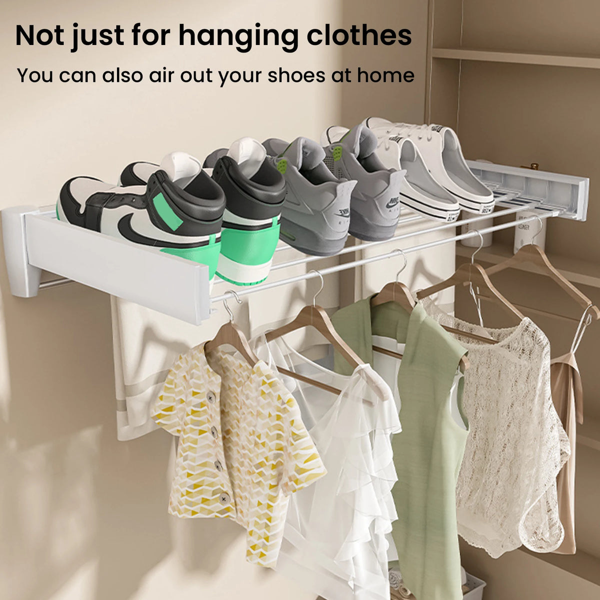 70/100cm Wall-Mounted Clothes Drying Rack Retractable Folding
