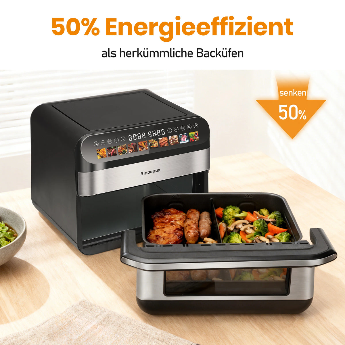 9l Dual Basket Air Fryer Oilless Cooker Led