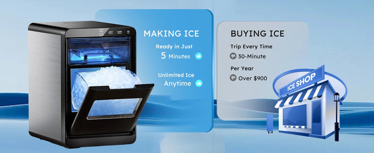 Nugget Ice Maker Countertop 44bs/24h Self-Cleaning Chewable