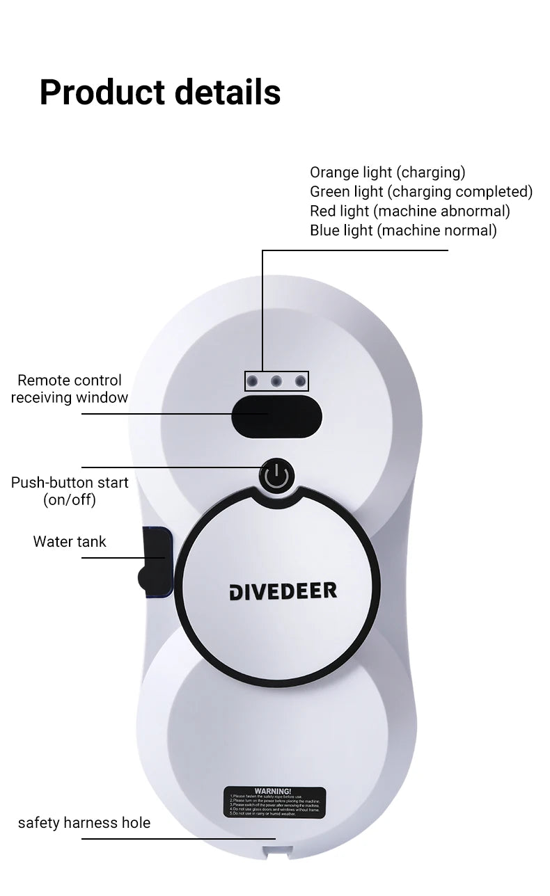 Divedeer Water Spray Window Cleaning Robot High Suction