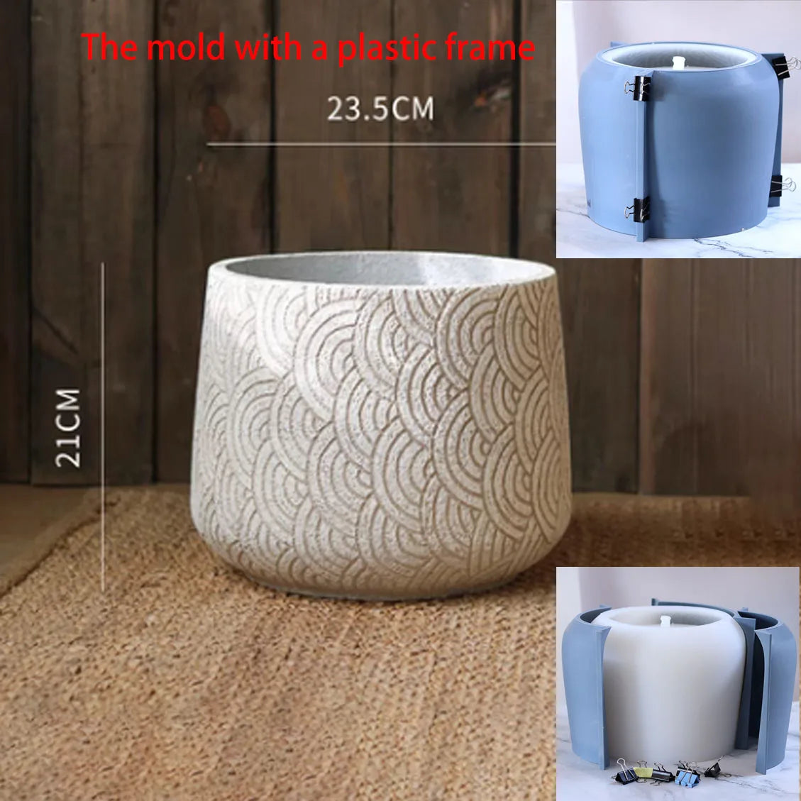 Nordic Art Texture Large Flowerpot Silicone Mold Concrete