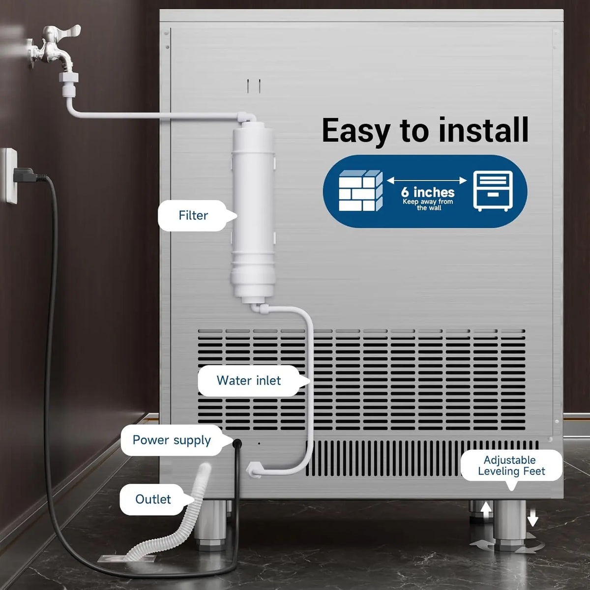 Commercial Ice Maker 450lbs/24h Ice Machine Commercial 120