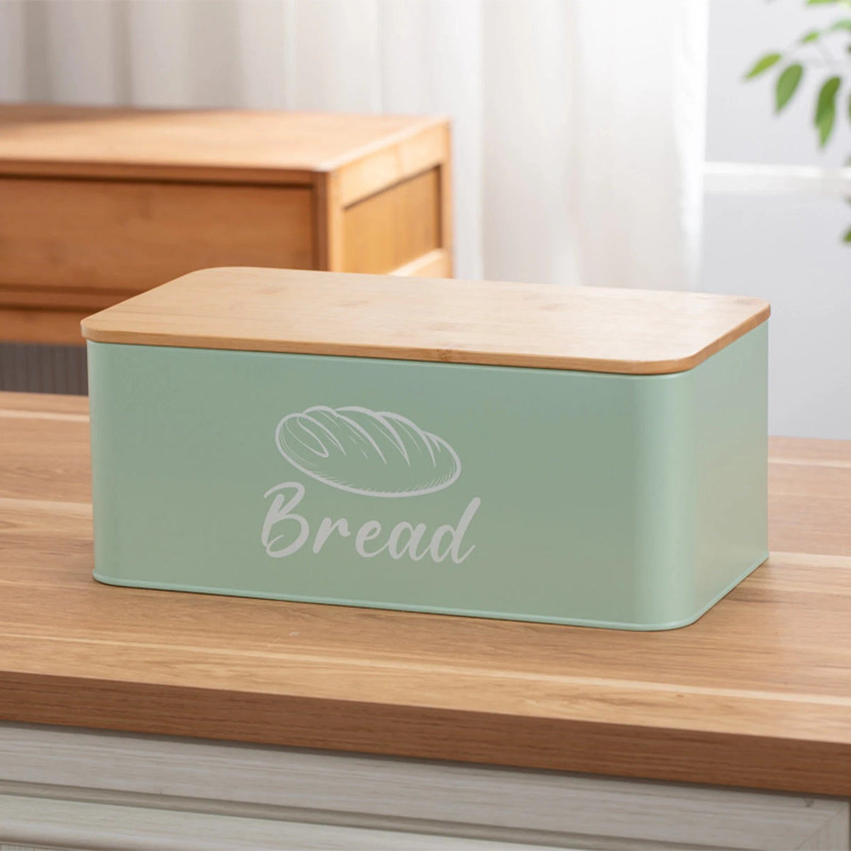 Breadbasket Sturdy Bread Box Kitchenware Layer Bamboo Lid