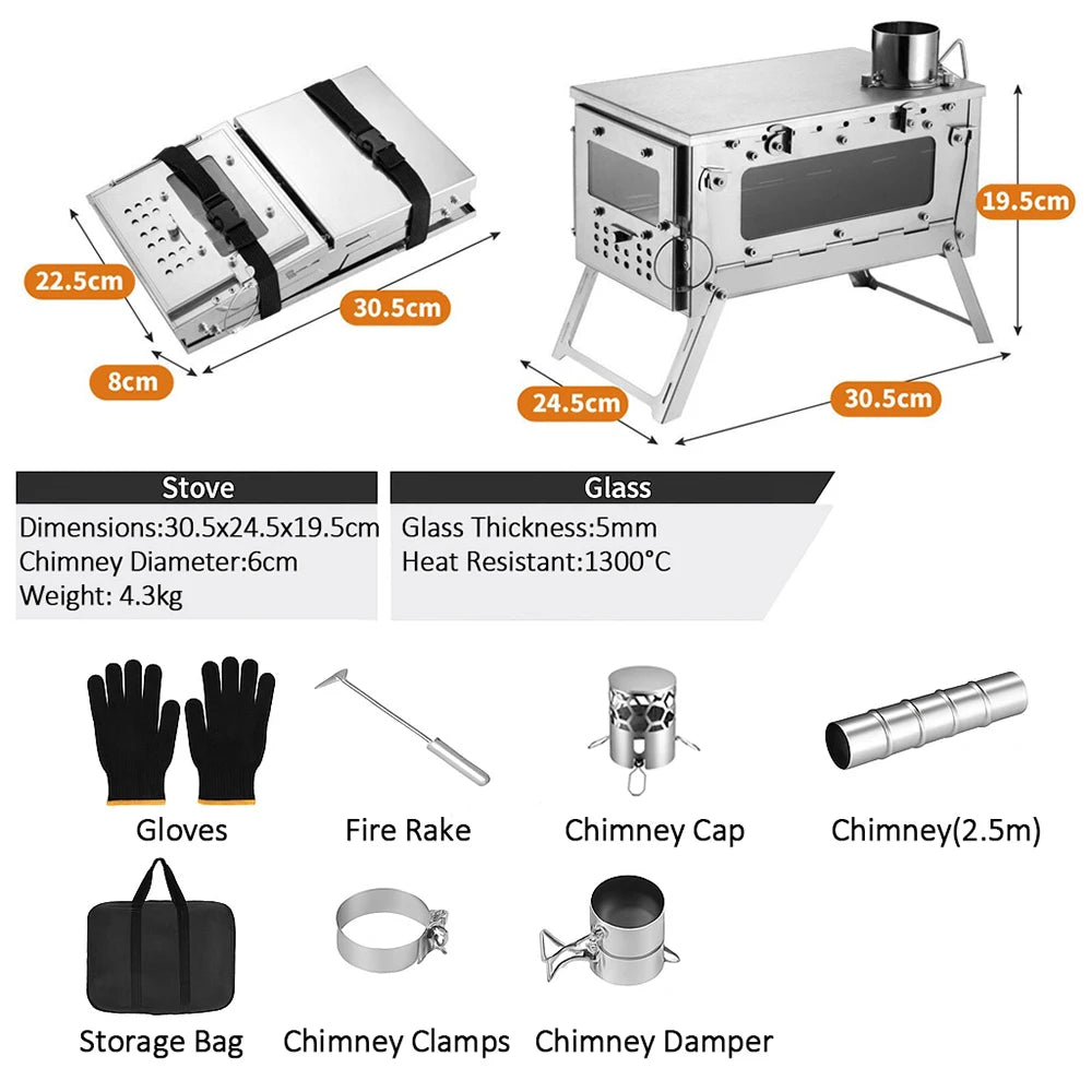 Folding Bbq Stove Camping Foldable Wood Stove Stainless