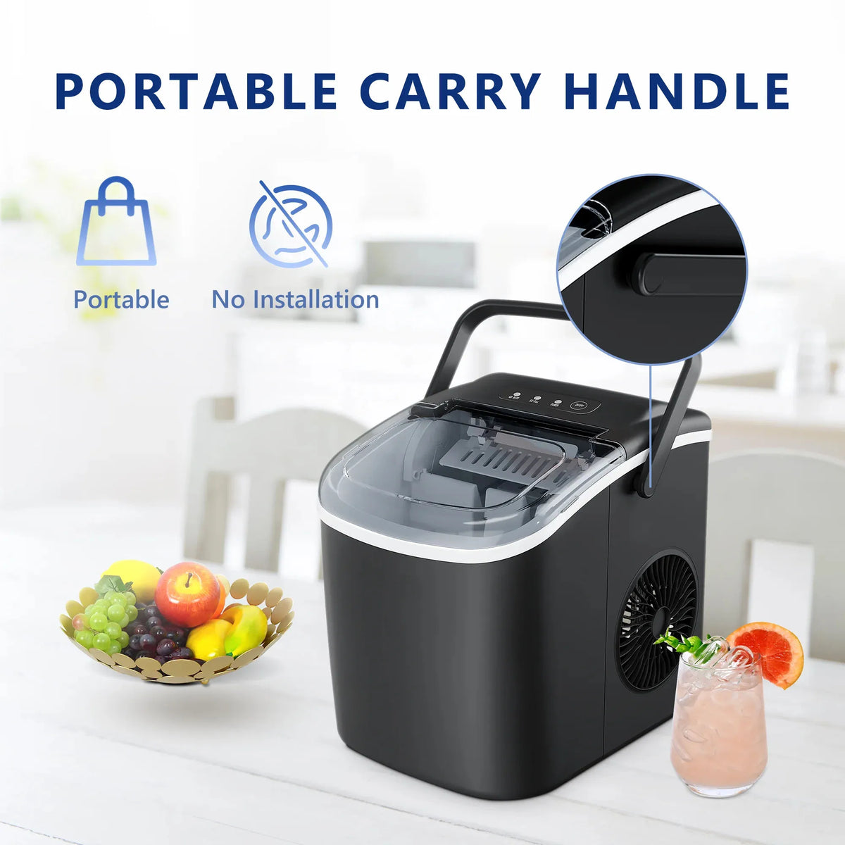 Simzlife 25 Lbs/24h Countertop Ice Maker Machine Bullet-Shaped