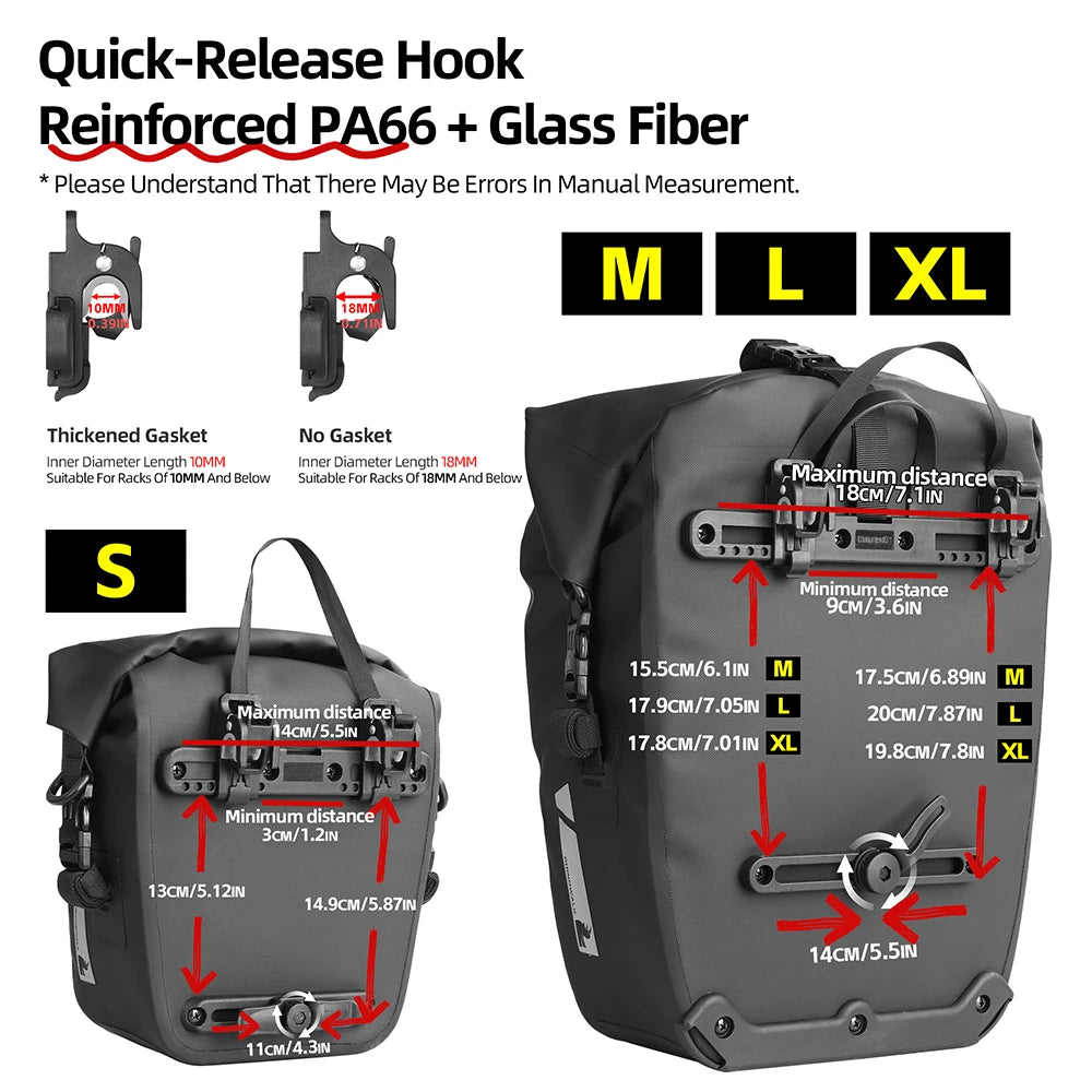 Rhinowalk Bicycle Pannier Bag Waterproof 6l 12l 20l