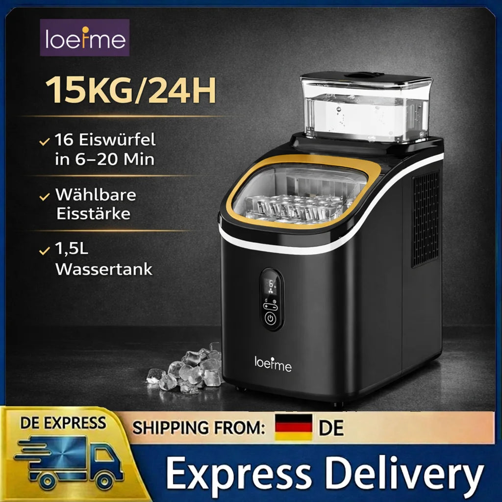 Loefme Ice Maker 15kg/24h 16 Ice Cubes In
