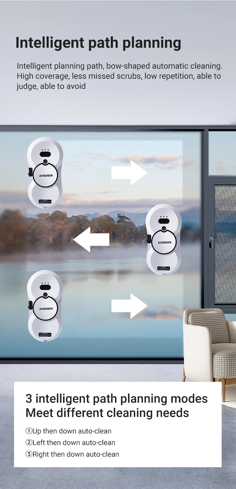 Divedeer Water Spray Window Cleaning Robot High Suction