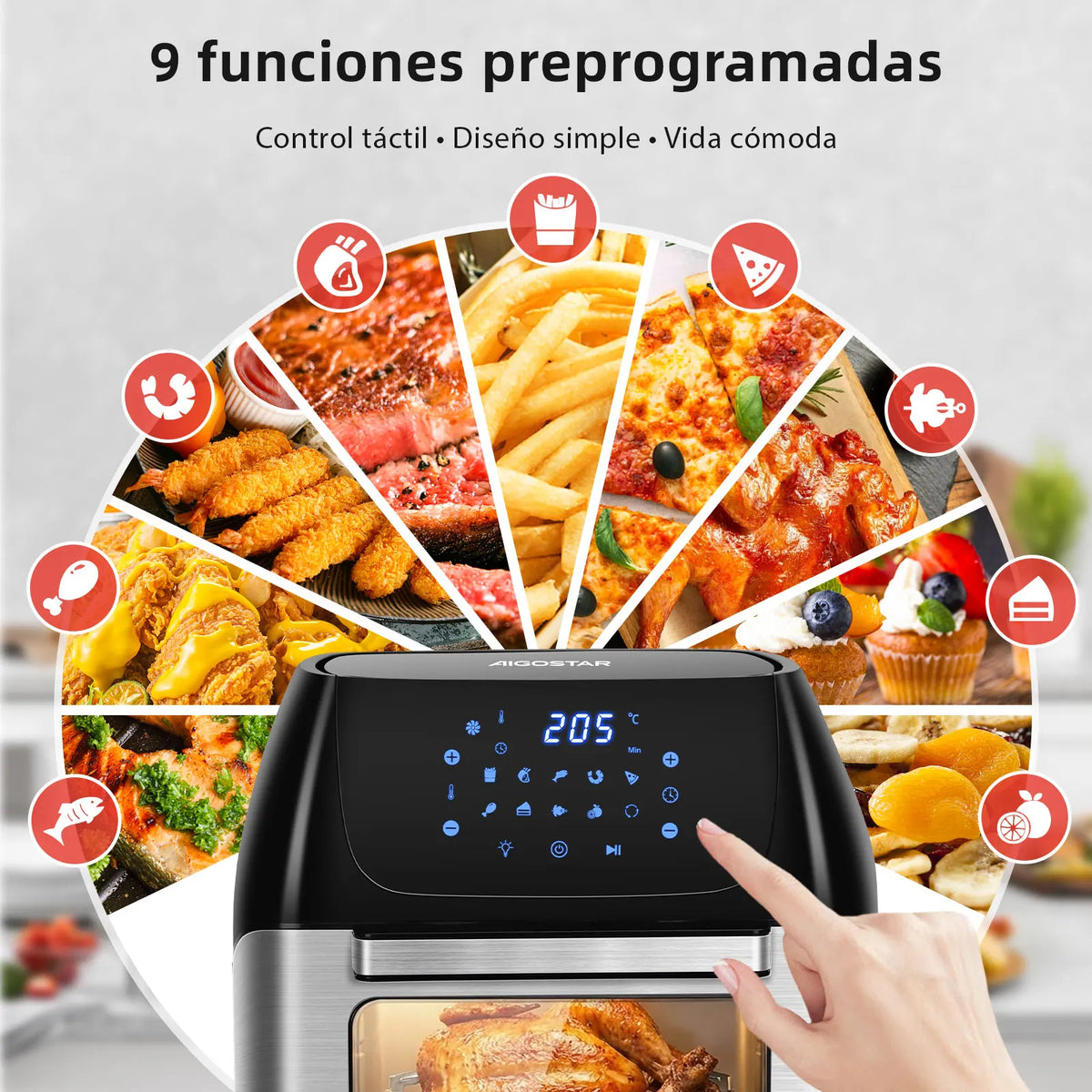 12l Air Fryer Air Oven Dishwasher Safe Led