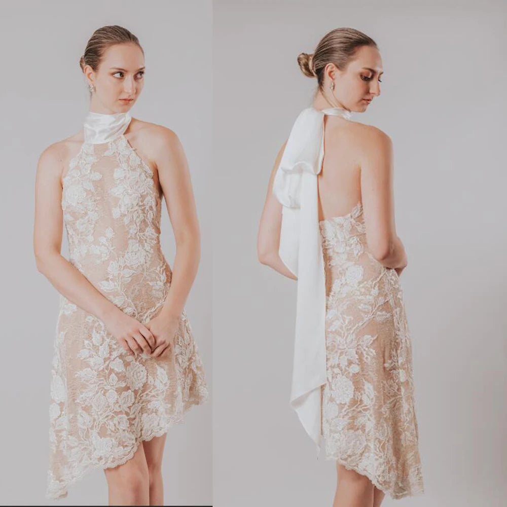 Halterneck Backless Exquisite Mermaid Wedding Dress Tie Sash