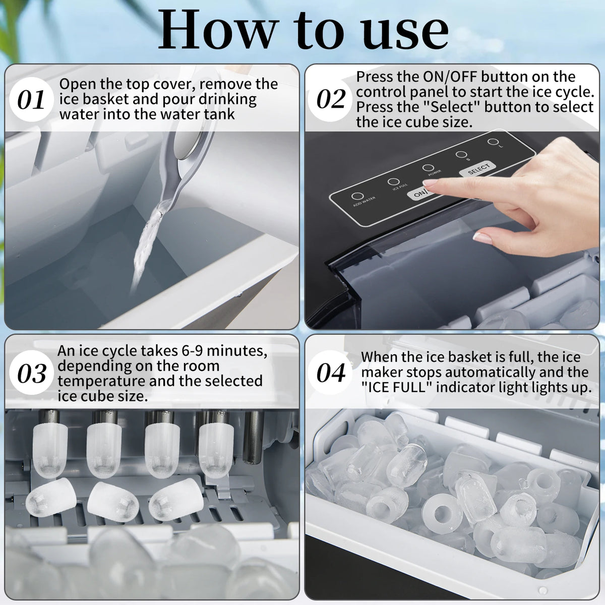 Automatic Ice Maker Mini Ice Machine Led Control