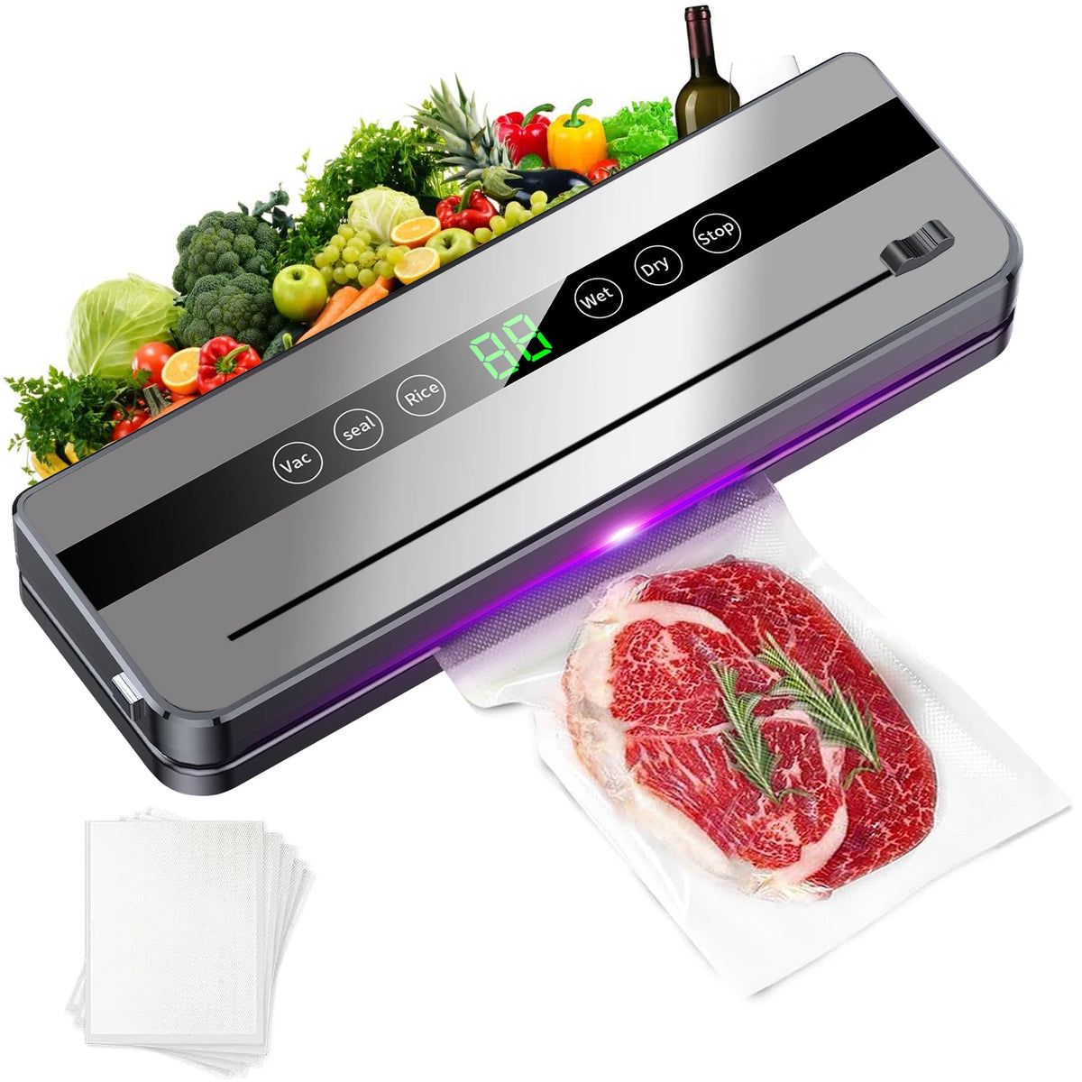 Vacuum Sealer Food Degasser Appliance Compressor Plastic Bag