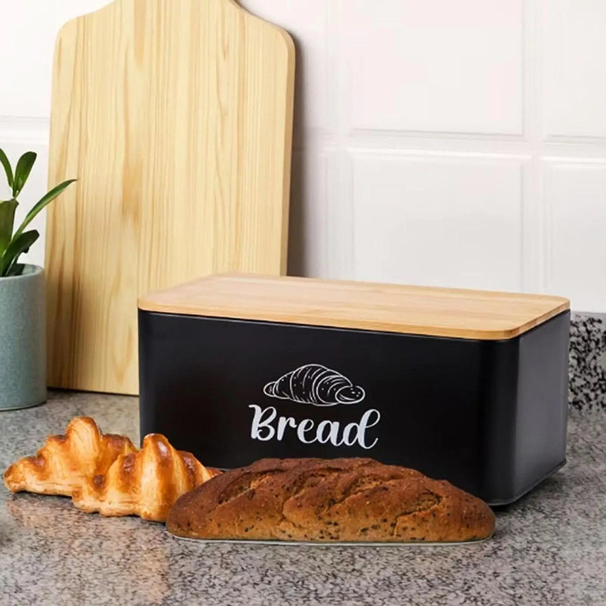 Breadbasket Sturdy Bread Box Kitchenware Layer Bamboo Lid