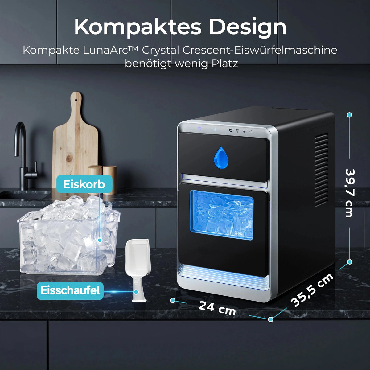 Automatic Countertop Ice Maker Crescent-Shaped Ice Machine Bars