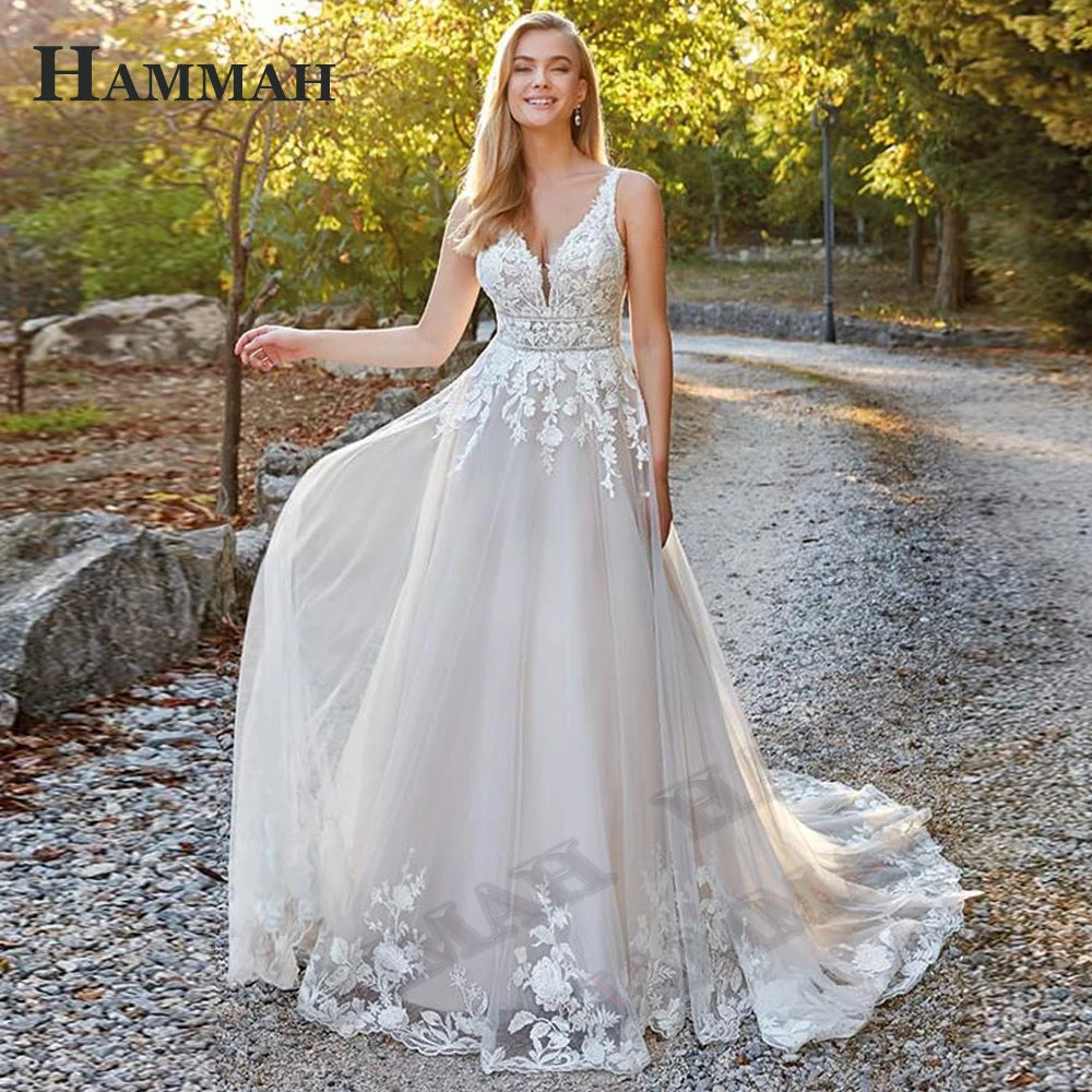 Modest Brush Train Wedding Dresses Brides Gown Tiered