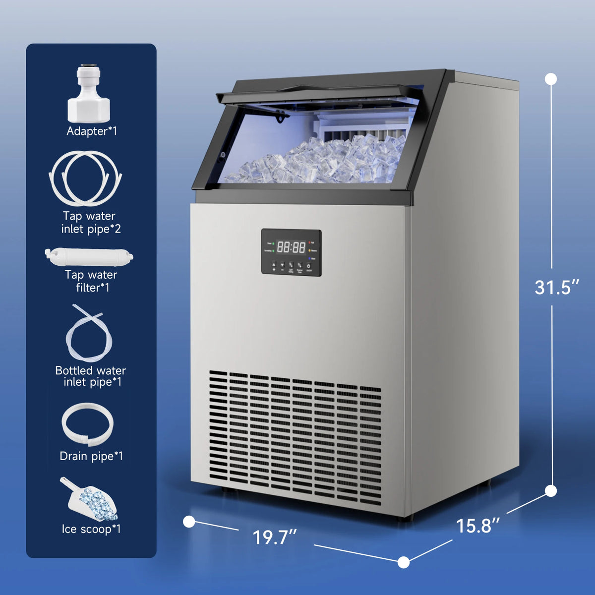 Commercial Ice Maker Machine Stainless Steel Under Counter