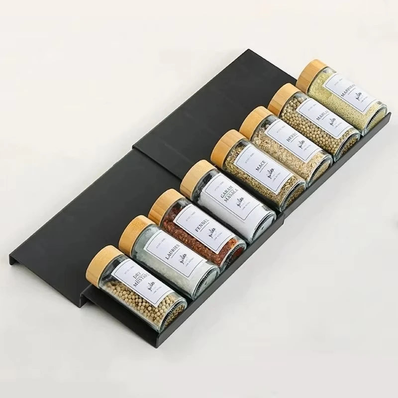 2/4/8-Layer Spice Drawer Storage Rack Adjustable Organizer Spice